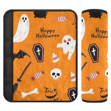 Imagem de Burbuja Capa para cinto de segurança de carro Halloween Elements Protetor de cinto de segurança de carro macio confortável para alça de ombro de assento, 1 par pequeno