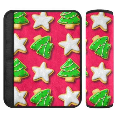 Imagem de Burbuja Capa para cinto de segurança de carro de biscoito de Natal protetor de cinto de segurança macio confortável para alça de ombro de assento, 1 par pequeno