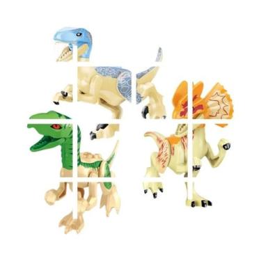 Imagem de Blocos De Montar De Dinossauros Jurássicos Velociraptor Triceratops T-