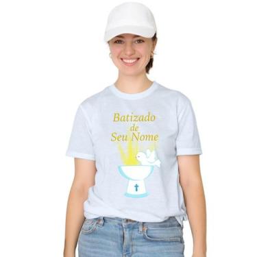Imagem de Camiseta Batizado Batismo Camisa Personalizada Blusa Adulto Algodão co