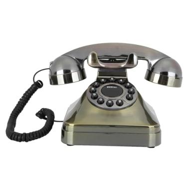 Imagem de aqxreight Telefone Fixo Vintage Bronze Antigo Chamada de Alta Definição Botão Grande Com Fiação Apresenta Definição Perdendo Qualidade por Meio de Material Duradouro de ABS Feito à Mão há Muito
