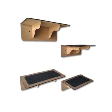 Imagem de Kit 4 Prateleiras Degraus Parede para Gato MDF Playground Pet Suporte 10kg Montado