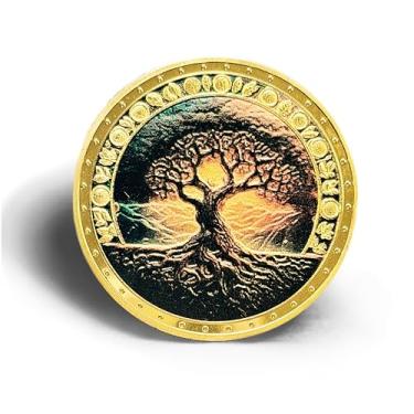 Imagem de Montserrat Abbey Tree of Life Challenge Coin Double-Sided Gold-Tone Collectible with Engraved Inspirational Message Spiritual Token of Strength, Peace, Growth & Connection Pocket-Sized Gift & Keepsake
