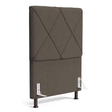 Imagem de Cabeceira Cama Box Solteiro Mel 90cm Com Frame Linho Marrom - Desk Design