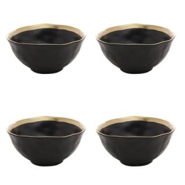 Imagem de Kit 04 Bowls de Porcelana Dubai Preto e Dourado Wolff