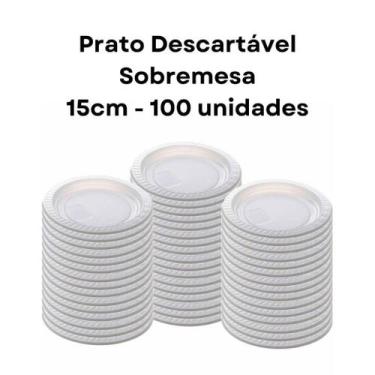 Imagem de Prato Descartável Sobremesa 15cm Bolo Festa 100 Unidades - NoBrand