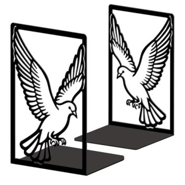 Imagem de Peacoblue Suportes de livros de metal para prateleiras, tampas de livros de estudo resistentes decorativas modernas para escritório, mesa, prateleira, sala 13,5 x 11 x 20 cm de ferro fundido simples