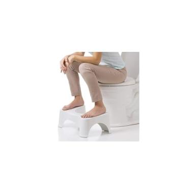 Imagem de Banquinho Auxiliar para Vaso Sanitário, Branco, Plástico, 17x22,5x39cm, Antiderrapante, Ergonômico, 382g