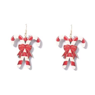 Imagem de Adoráveis brincos de Natal com pingente de alce de madeira para homem de gengibre e bengala doce, acessório de Natal, joias de festa, presentes, Small, Madeira, Sem pedra preciosa