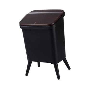 Imagem de IEUDNS Lixeira com pés de pressão, ideal para quarto de bebê, armário, sala de estar, banheiro e cozinha, Preto 29x24x46cm