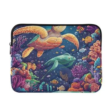 Imagem de Capa acolchoada para laptop, tartarugas marinhas subaquáticas, à prova de choque, capa protetora para notebook de 13 polegadas