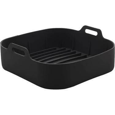 Imagem de Forma de Silicone Quadrada para Airfryer 20cm Fritadeira Elétrica 4~6 Litros(1,Preto)