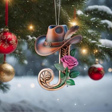 Imagem de Decorações de Dia dos Namorados de cristal A-Z, chapéu de caubói letra J, enfeites de Natal feitos à mão, decoração de carro e casa - decoração de acrílico escolar, troca de presentes para amigos