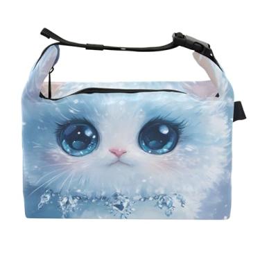 Imagem de TSENQUE Lancheira de gatinho fofo para mulheres, lancheira portátil, lancheira para trabalho, linda bolsa térmica rosa para adultos