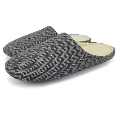 Imagem de Pantufas masculinas confortáveis de espuma viscoelástica, forro de tecido felpudo de algodão, bico fechado, sola de borracha antiderrapante, aberto nas costas, Dark Grey, 9-10