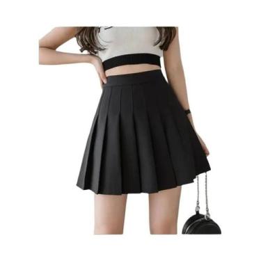 Imagem de Saia Mini Xadrez Rosa Para Mulheres, Cintura Alta, Plissada, Kawaii, U