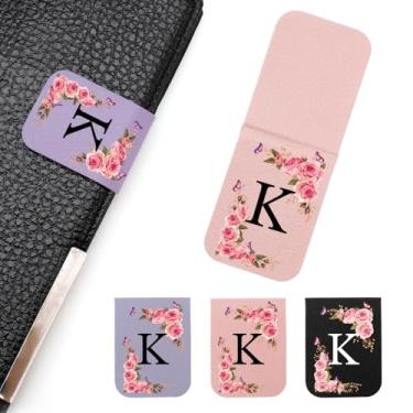 Imagem de WALLFID Conjunto de 3 marcadores magnéticos florais iniciais, marcadores magnéticos finos para livros, agendas e diários, lindos acessórios de leitura para mulheres e amantes de livros (K)
