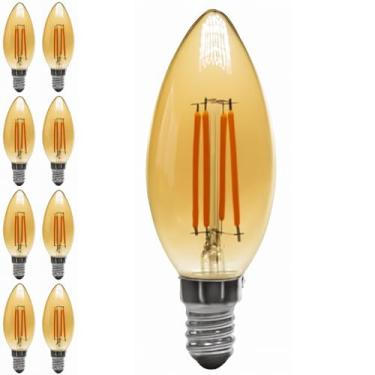 Imagem de Kit 9x Lâmpada Filamento LED C35 Vela E14 4W 2400K Bivolt