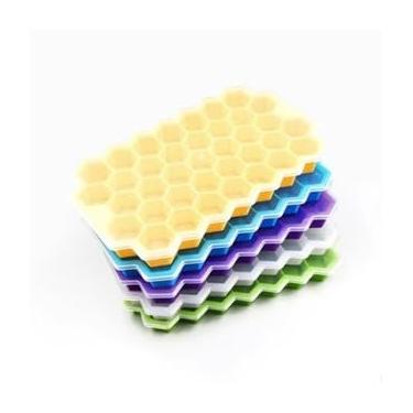 Imagem de Forma de Gelo Cubo de Silicone Alimentício Sem BPA | Fácil Desmoldagem | Anti-Stress & Brinquedo Sensorial | Ideal para Drinks e Cozinha (Retângulo-Cor aleatória,3 peças)