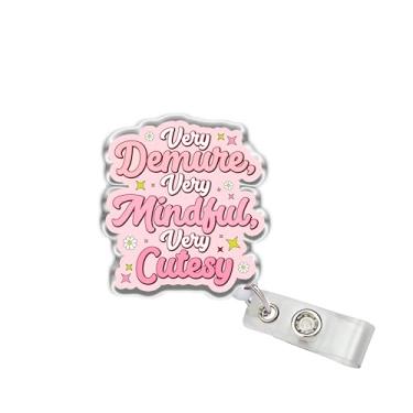 Imagem de OKOMCM Carretel retrátil para crachá Very Demure Very Mindful Very Cutesy, tamanho Coquete, 5 cm, clipe de cinto, suporte de crachá, cordão de crachá, acessórios de citação da moda, presentes DIY para