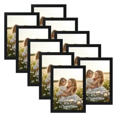 Imagem de CRUGLA Conjunto de 10 porta-retratos 12 x 18, molduras para fotos 12 x 18 cm, frente protetora transparente, para exibição de parede ou mesa, preta