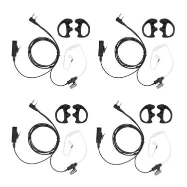 Imagem de POFENAL Fone de ouvido ajustável de volume de 1 fio, 2 pinos, compatível com BTECH, Kenwood, Walkie Talkie Retevis com microfone, tubo acústico Tansparent Air, pacote com 4 (normal)