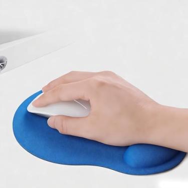 Imagem de Mouse pad com suporte de pulso, mouse pad ergonômico com almofada de descanso de pulso de espuma de memória, fácil de digitar, alívio da dor, suave à prova d'água, durável e confortável para trabalhar