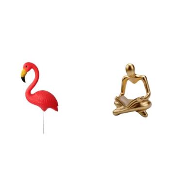 Imagem de Whtkoph Ornamento para Jardim de Fadas em Forma de Flamingo E Estátua de Um Pensador Abstrato Criativo, Ideal para Decorar a Sala de Estar Na Primavera E Dura