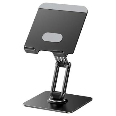 Imagem de Suporte ajustável para tablet com base giratória e design dobrável, tablets rotativos de 360°, para iPad, telefone, tablet, laptop, espaço de trabalho ergonômico, estrutura resistente