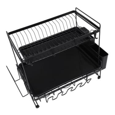 Imagem de Cryfokt Rack de Pratos Com Suporte para Utensílios, Design Dobrável, Escorredor de Pratos de Grande Capacidade, Uso Multifuncional, Cozinha Familiar, Peso de 89,95 Onças, Manual de Instalação