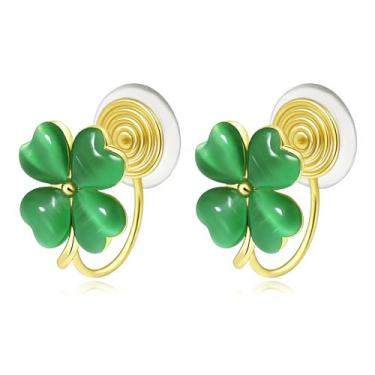 Imagem de Brinco feminino do dia de São Patrício, trevo verde, brinco de trevo, argola, joias irlandesas, acessórios para camisa do dia de São Patrício, Medium, Zinco, Sem pedra preciosa