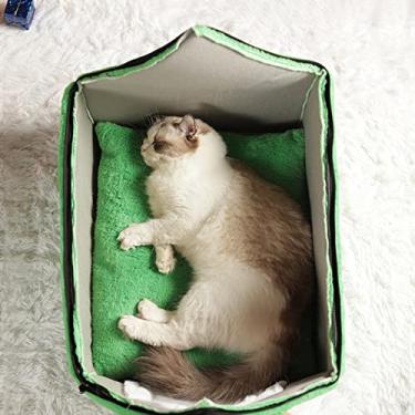 Imagem de Casa para Pet Indoor Plegável Ninho de Caverna Macio e Quente com Almofada Pelúcia Removível Lavável Acessório Cama Dormir Cães Pequenos Gatos