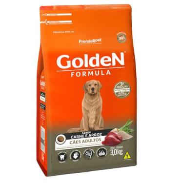 Imagem de Ração Golden Fórmula para Cães Adultos Sabor Carne e Arroz, 3kg Premier Pet Para Todas Grande Adulto,