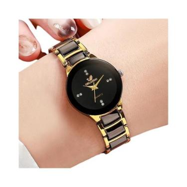 Imagem de Relógio feminino de aço preto, relógios de quartzo feminino, moda vest