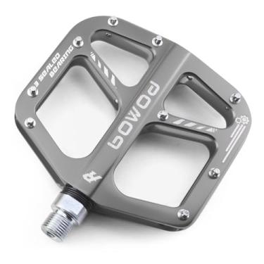 Imagem de Pedais de bicicleta 9/16 para MTB, pedal plano de bicicleta de estrada de montanha, pedal de plataforma de liga de alumínio leve universal para bicicletas de viagem de bicicleta etc. Titânio