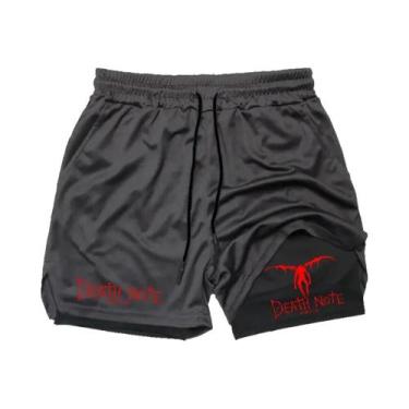 Imagem de Shorts Esportivos Masculinos Anime Death Note Dupla Camada 2 Em 1 Para