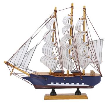 Imagem de Generic Modelo de Navio de Madeira, Estilo Mediterrâneo, Decoração de Veleiro de Madeira de Pinho de Alta Densidade Com Design Vintage para Entusiastas de Vela de Decoração de Mesa
