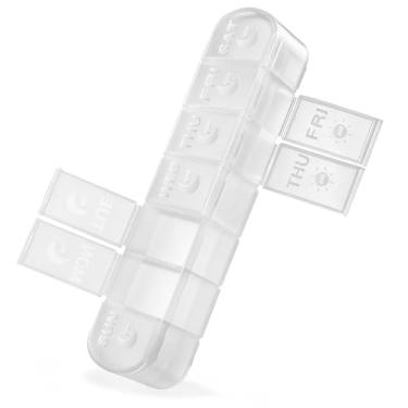 Imagem de FHORAIN Organizador de comprimidos extragrande 2 vezes ao dia – caixa de comprimidos semanal GG com 14 compartimentos para AM/PM, serve para vitaminas grandes, óleo de peixe, suplementos e gomas