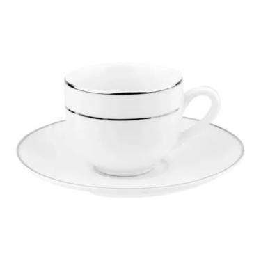 Imagem de Xicara e pires para cafe Majesty Silver em porcelana 90ml