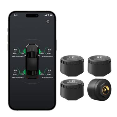 Imagem de Easesuper Sistema de monitoramento de pressão de pneu RV, TPMS sem fio com conectividade Bluetooth, sensores de pressão de pneu em tempo real, fácil instalação, compatível com iOS e Android