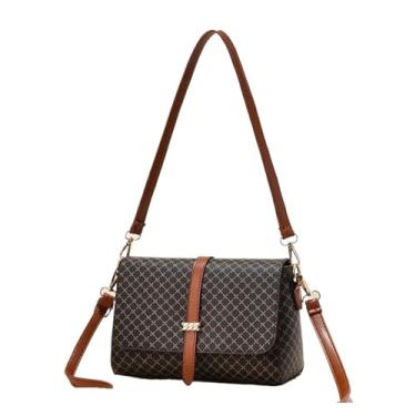 Imagem de BKUANE Bolsa feminina fashion com design de luxo bolsa tiracolo de ombro bolsa feminina retrô de couro PU bolsas de compras, Marrom, One Size