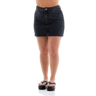 Imagem de Saia Jeans Feminina Arauto Mom Black, Preto, 34