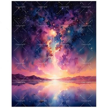 Imagem de TAOPAOLAB Kit de pintura de paisagem de galáxia por números para adultos - Pintura reflexiva do céu cósmico DIY em tela 41 x 50 cm, conjunto de tinta acrílica, adequado para iniciantes, arte para