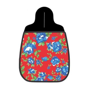 Imagem de Lixeira De Carro Organizador Lixinhocar Rosas Azuis Fundo Vermelho Vibrante