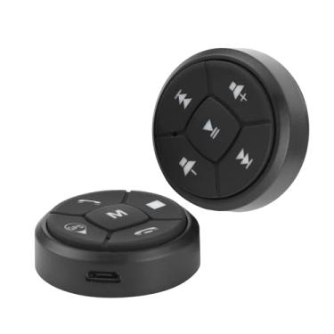 Imagem de Dioche Botão de Controle do Volante Controle Remoto Sem Fio para Carro GPS DVD Volume Mudo Modo de Música Transmissão de Vídeo Feito de Metal ABS Preto