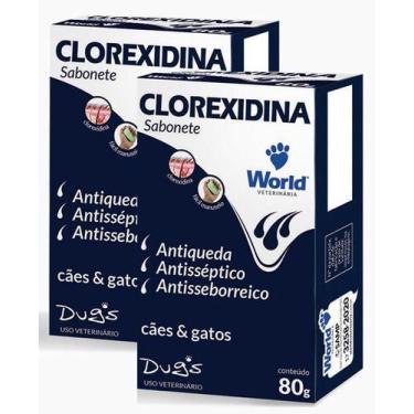 Imagem de 2 Sabonete Dugs 80g Clorexidina Antiqueda E Antiséptico - World