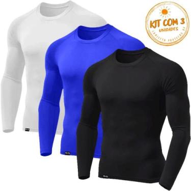 Imagem de Kit com 3 Camisetas Masculinas Térmica Segunda Pele com Proteção UV Te