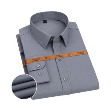 Imagem de Camisa Masculina Slim Fit De Cor Sólida Casual De Negócios Manga Longa