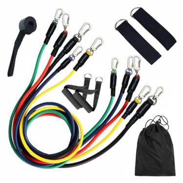 Imagem de Conjunto de Bandas 11 peças com Âncora Porta Alças Cinto para Tornozelo Bolsa Transporte Fisioterapia Treinos em Casa Academia Viagens Exercícios Cons