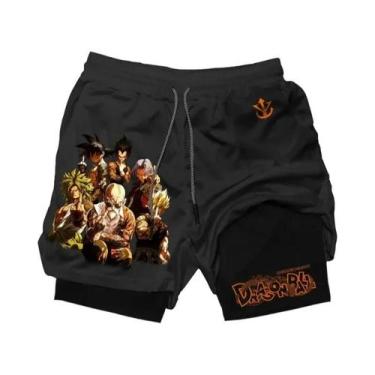 Imagem de Shorts Esportivos Unissex De Dupla Camada Dragon Ball Para Verão, Fitn